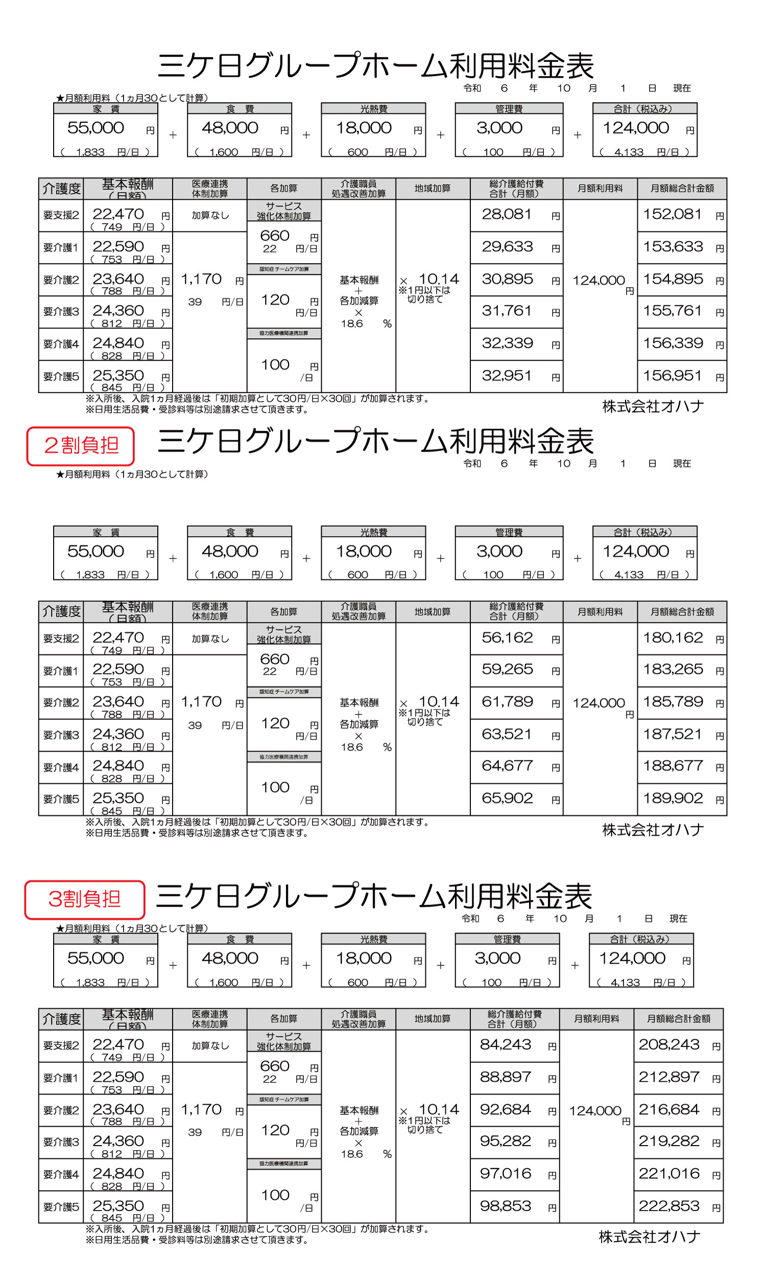 料金表