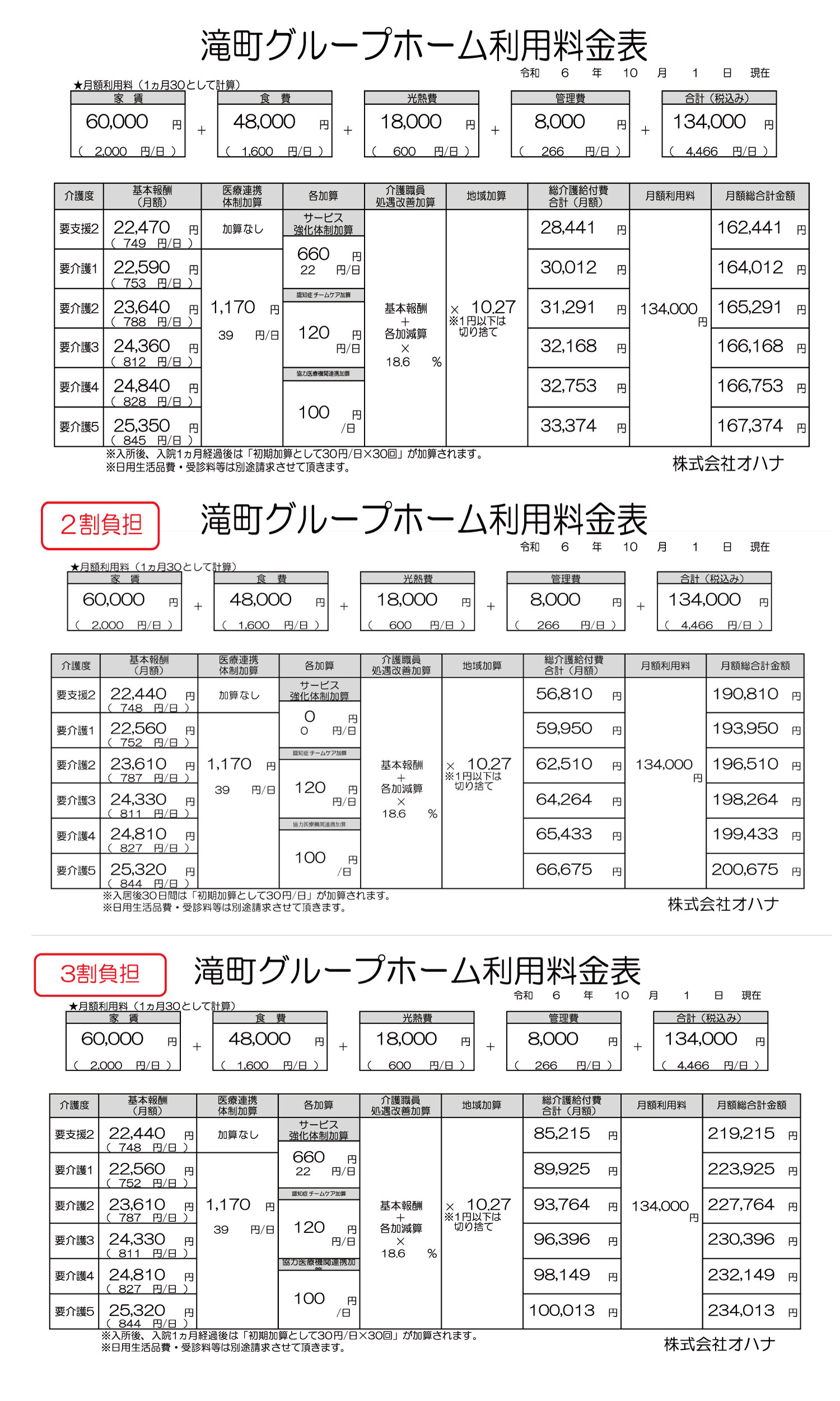 料金表